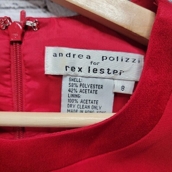 Vintage Andrea Polizzi For Rex Lester Red Sleeveless Dress Size 8 - Picture 8 of 12